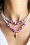 Purple Color Cracked Natural Rhinestone Polar Star Detailed Pearl Necklace - 2