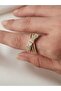 Steel Ring with Stone Cross Model Gold Color Stainless - 4