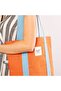 Blue Handle Orange Linen Tote Beach Bag-Orange Linen Daily Bag - 4