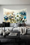 Blue White Flowers Pattern Wall Tapestry Wall Cover Tapestry Suede Textured Fabric