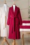 6 Piece Striped Bathrobe Set 100% Cotton Certified, Şalyaka Burgundy - Beige Color Bathrobe Set - 7