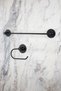 Black Round Adhesive Tall Towel Holder / Outdoor Toilet Roll Holder 2-Piece Bathroom Set