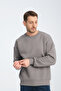 Gray Crew Neck Oversize Raster Basic Men's Sweatshirt - 2