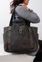 Waxed Canvas Genuine Leather Detailed Tote Bag - Water-Resistant Daily Women's Shoulder Bag – Darwin - 5