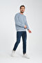 Blue Crew Neck Oversize Raster Basic Men's Sweatshirt - 2