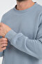 Blue Crew Neck Oversize Raster Basic Men's Sweatshirt - 7