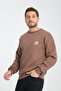 Crew Neck Oversize Ribbed Basic Men's Sweatshirt - 4
