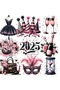 2025 Themed Vintage Y2K Pink Black Lover 20Pcs Sticker Set