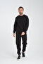 Black Crew Neck Oversize Ribbed Basic Men's Sweatshirt
