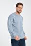 Blue Crew Neck Oversize Raster Basic Men's Sweatshirt - 4