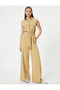 Jumpsuit with Belt Detail, Sleeveless Shirt Collar, Wide Legs, Viscose Fabric, Pockets - 3