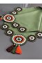 Runner Tablecloth Duck Linen Fabric Knitted Lace Tasseled GREEN B 40x100 Cm - 3