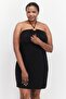 Women Plus Size Plain Mini Dress, Black