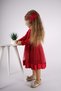Girl's Christmas Themed Bow Skirt Tulle Long Sleeve Dress - 3