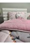 Welsoft Fluffy Double-Sided Pink Girl Seating on the Moon Patterned Single Duvet Sleeping Set - 4