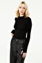 Women's Black Crew Neck Finger Detailed Body - 4