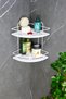 White Shampoo Holder with Crystal Shelf Economical Stainless Washcloth Hanger Adhesive Bathroom Corner Shower Shelf - 3