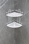 White Shampoo Holder with Crystal Shelf Economical Stainless Washcloth Hanger Adhesive Bathroom Corner Shower Shelf - 5