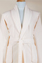 Striped Bathrobe Set 100% Cotton Certified 3 Piece Shalyaka Bathrobe and Head Towel Set Cream Color - 6