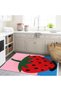 Efe Collection Pastel Tones Strawberry Patterned Woven Base Modern Decorative Carpet 03