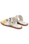Women's White Adjustable Buckle Leather Slippers - 5