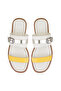 Women's White Adjustable Buckle Leather Slippers - 4