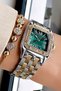 Special Boxed Women Wrist Watch Waterproof Gold Silver Green Color Steel Cord + Bracelet Hmby2035C3 - 4