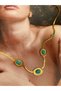 Women's Gold Necklace with Turquoise Stones and Oval Stones Stainless Steel - 4