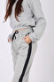 Sporty Style 2-Piece Long Sleeve Hooded Sweat Crop and Side Stripe Sweatpants - 5