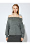 X Şahika Ercümen - Long Sleeve Off-The-Shoulder Stone Knitwear Sweater - 4
