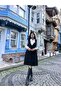 Black Short Stamp V-Neck Gilet Dress - 3