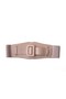 Stylish Design Faux Leather Beige Belt with Wide Stretchy Rubber Detail Waist Corset Large Buckle 1743