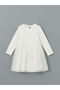 Lcw Kids Ecru Crew Neck Tutu Girl's Dress