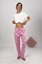 Women's Pajama Bottoms Large Rabbit Pink with Ribbon