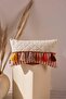 Rectangular Throw Pillow Cover with Orange Stripes and Tassels - K-210 - 5