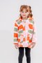 Girl's Multi-Colored Mixed Pattern Shirt Collar Zippered Fleece Cardigan