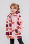 Girl's Multi-Colored Mixed Pattern Shirt Collar Zippered Fleece Cardigan