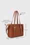 Women's Tan Faux Leather Mini Tote Bag with Stitching Detail - 2