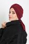 Winter Scarf Bonnet Turban, B-80Rb, Burgundy - 6