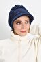 Fleece Hat with Visor, B-73Pl, Navy Blue - 5