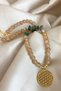 Crystal Glass Beads Natural Stone Necklace with Flower of Life - Orange - 3
