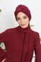 Winter Scarf Bonnet Turban, B-80Rb, Burgundy - 3