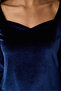 Navy Blue Heart Collar Velvet Top - 3