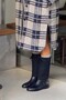 Royal Navy Blue Genuine Suede Women's Rain Boots