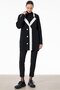 Rayon Jacket - Collar Color Detail, Black-Ekru - 3