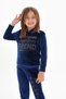 Girl's Velvet Hooded Top and Bottom Set with Embroidery Detail Rb-755 - 6