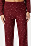 Women's Nora Premium Burgundy Heart Suede Texture Button New Year Pajamas Set - 6