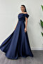 Ruched Satin Fabric Strappy Evening Dress - NAVY - 2