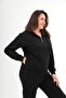 Women's Two Yarn Front Zippered Elastic Leg Hooded Tracksuit Set - 4