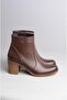 Select 707 Genuine Leather Heeled Women's Boots (Heel Height: 6 cm) Brown - 2